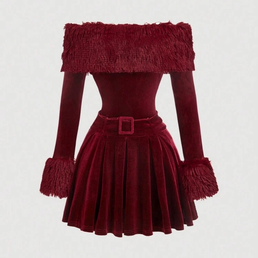 Elegant Burgundy Off-Shoulder Dress
